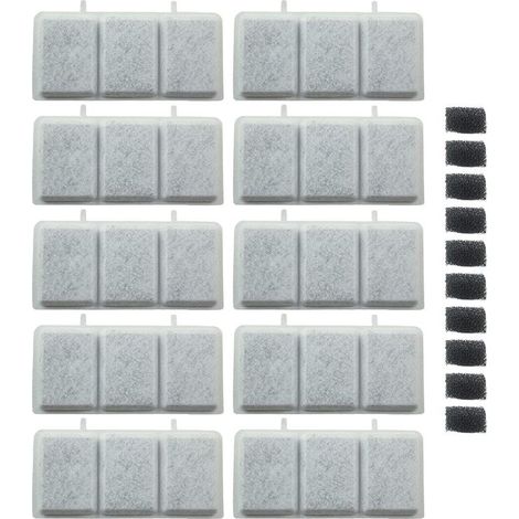 10 PCS Filtre Fontaine Eau Chat, Filtres de Fontaine à Eau Remplacement, avec Système de Triple Filtration avec Résine et Charbon Actif (1/5)