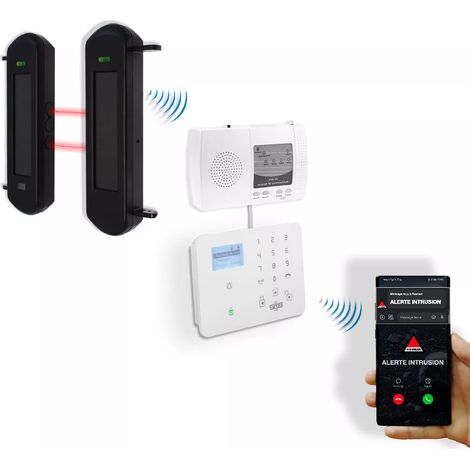 Ultra Secure – Kit de barrières infrarouges solaires sans fil 900m – Alarme extérieure GSM – Détection double faisceaux – IP66 – Panneaux solaires intégrés - DA600