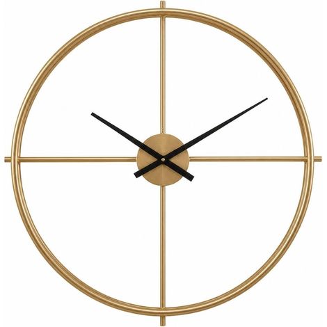 Sleek Iron Frame Wall Clock  Silent Movement, Metal Frame Wall Clock, Industrial Style, for Living Room, Hallway, Gold, 60CM (1/5)