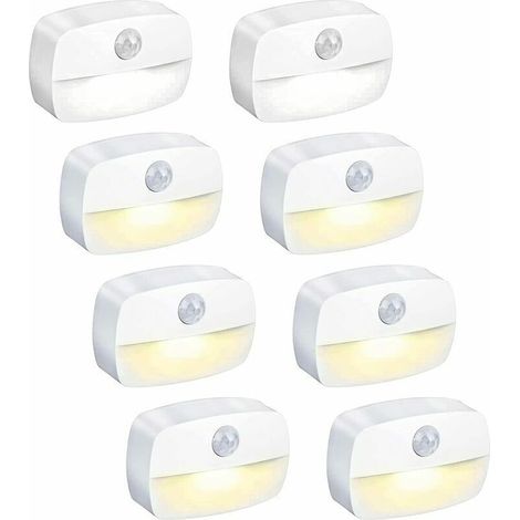 [NIEMALS VERWENDET] LED-Nachtlicht mit Bewegungsmelder, [8 Stück] Kinder-Nachtlampe, An/Aus, Schranklicht mit Kleber, für Kinderzimmer, Schlafzimmer, Flur [Energieklasse A+++],