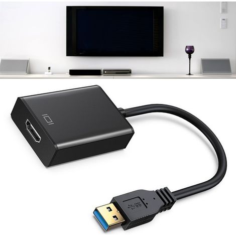 Adaptateur USB vers HDMI 5Gbps - Convertisseur Vidéo Full HD 1080p pour Ordinateur Portable et Écran Externe - Noir (1/5)