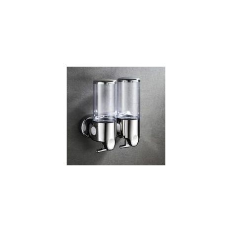 Dispenser di sapone a parete Crezuo da 1000 ml, trasparente, in ABS e acciaio inossidabile, con pulsante, per bagno e cucina.