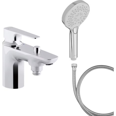 Mitigeur baignoire JACOB DELAFON Aleo+ + pommeau de douche Metro + flexible de douche métal (1/5)