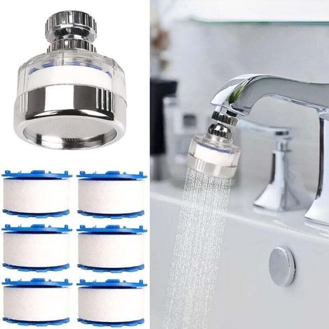 Ensemble de 7 pièces pour purificateur d'eau d'évier, comprenant des cartouches filtrantes, un filtre universel rotatif à 360° pour robinet d'évier, élimine le fluorure de l'eau dure.