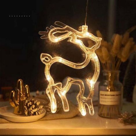 Décoration de Noël LED, Lumière pour Arbre de Noël, Autocollants en Verre pour Fenêtre (Wapiti) (1/4)