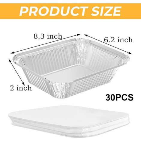 Plat en aluminium 12x10x3" - Résiste à 230°C - Avec couvercle - Lot de 30 (1/5)