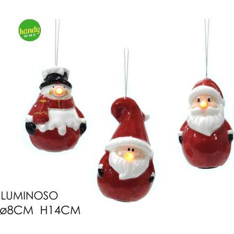 Pendaglio Personaggio Natalizio General Trade Ø 8cm con Luce Modelli Assortiti