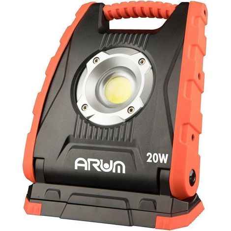 Arum Lighting – Projecteur LED chantier 20W rechargeable – 2000 lumens – Autonomie 2h30 à 8h – IP54 pour chantiers humides (1/5)