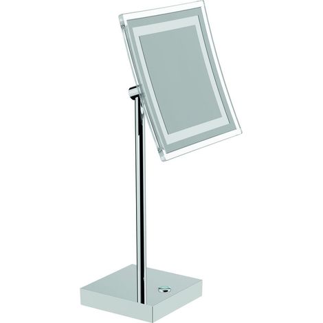 Inda - Specchio ingranditore 3x quadrato con luce LED da appoggio