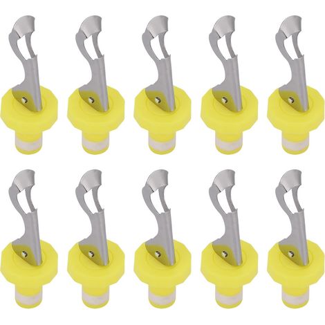 Bouchons de vin en silicone (10 par paquet) - Étanches, bouchons de bouteille, bouchons sous vide (jaune-blanc) (1/5)