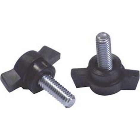 10PZ VOLANTINO A FARFALLA A 2 ALETTE CON PERNO FILETTATO IN ABS NERO - M5