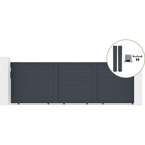 Puerta corredera de aluminio EIGER 5M Al.160cm + 2 postes + motor RANGER C300 (1/5)