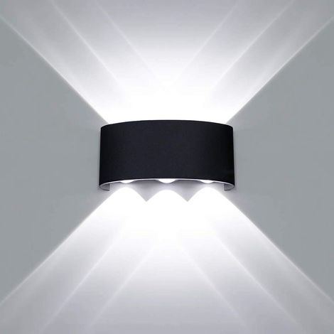 GENERIC-Moderne 8W étanche extérieur LED applique murale éclairage décoratif noir vers le bas applique LED Spot lumière blanc froid (1/4)