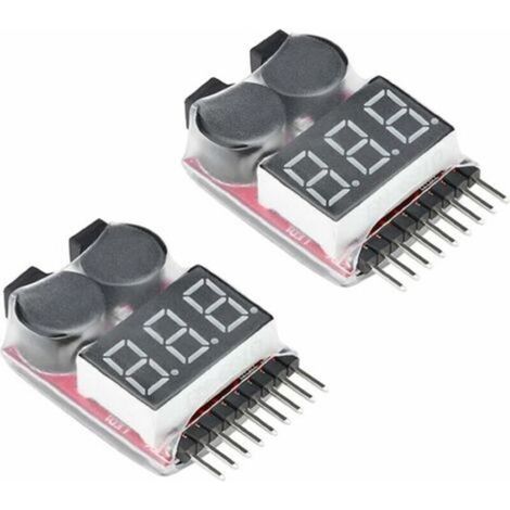RC 1-8s Lipo Testeur de Batterie Moniteur Sonnerie Basse Tension Alarme Vérificateur de Tension avec Indicateur LED pour Lipo Life LiMn Batterie Li-ION (2PCS) (1/5)