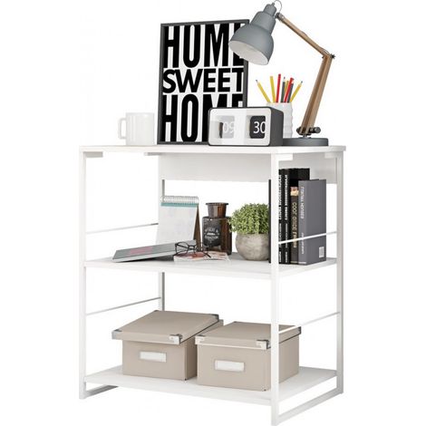 Etagère Blanche Pieds Métalliques 3 Etagères L 67.8 H 75 P 45 cm (1/4)