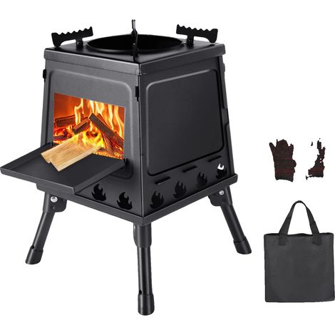 Poêle à bois pliable d'extérieur, design multi-usages, léger et portable, noir (1/2)