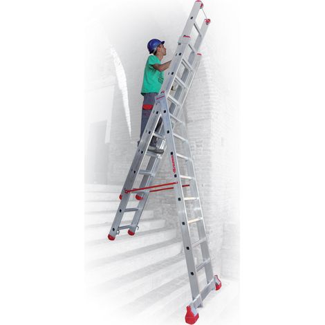 Scala a 3 Elementi in Alluminio Stella Forbice Appoggio Zoppa - Formato: 9+10+10 gradini (1/5)