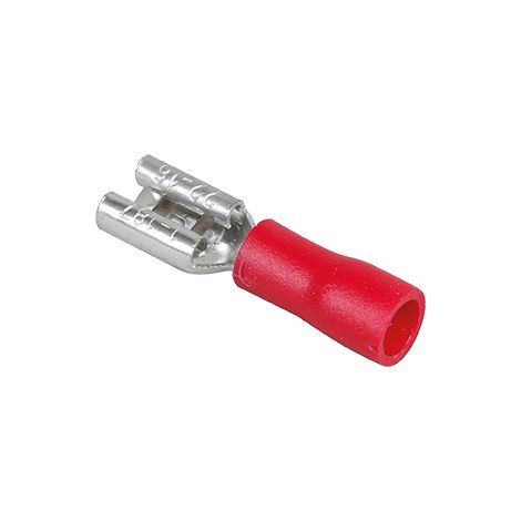 Boite de 50 cosses femelles partiellement isolées 0,5 à 1,5mm² - Rouge Languette 6,35 x 0,8 mm