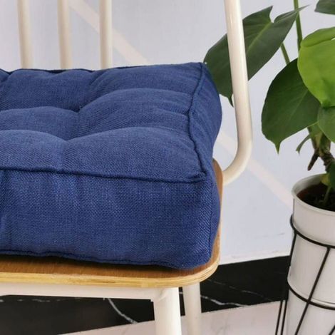 Coussin Chaise - 10 Cm D Epaisseur - 40 X 40 Cm - Coton - Bleu - Interieur Et Exterieur - 1 Piece (1/4)
