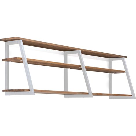Estantería poligonal ascendente en madera de pino con estructura de acero estilo industrial 198x35x47.5cm (1/5)