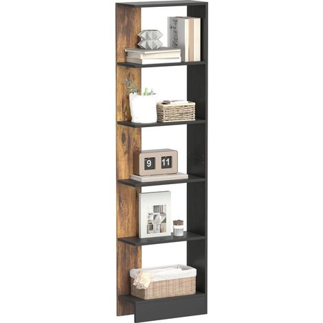 Park modern in wood to 5 levels, space-saving, 45 x 21 x 170 cm, brown and black (1/5)