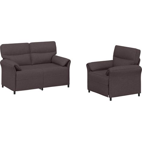 Set di divani 2 pz Marrone Scuro Tessuto vidaXL (1/5)