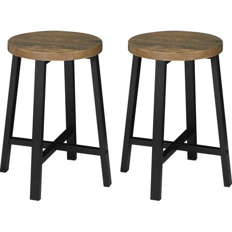 2er-Set industrielle Küchenhocker aus Holz und Metall 29,5 x 29,5 x 46 cm MODENUIT (1/5)