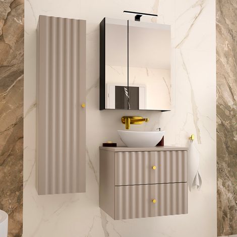 Set di mobili da bagno con lavabo Izae cachemire 60cm (1/5)