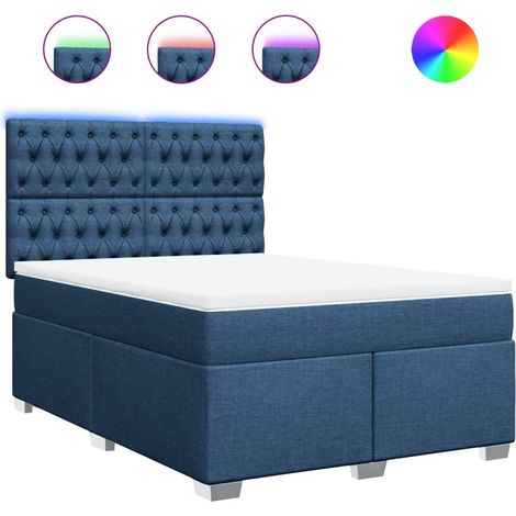 Maison Exclusive - Giroletto a Molle con Materasso Blu 140x190 cm in Tessuto