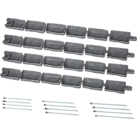 Mophorn Faux Stone Garden Edging, 46.4 x 2.2 in Realistic Lawn Border, Flexible Brick-Size Edging with Anchoring Spikes, Fade-Resistant Yard Border for Driveways and Walkways, Grey (1/5)