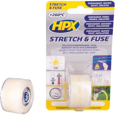 RUBAN VULCANISANT STRETCH & FUSE - TRANSPARENT 25MM X 3M HPX