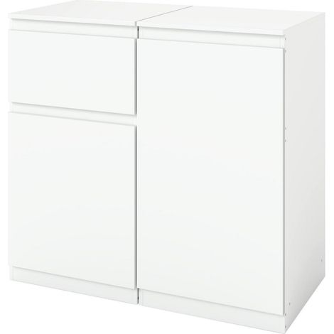2er Set Kommode Weiß mit 1 & 0 Schubladen, Nachttisch & Sideboard für Schlafzimmer, Büro, Flur (1/5)