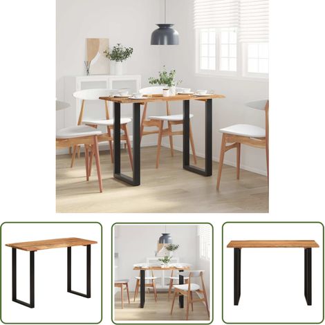 The Living Store Table à dîner 110x50x76 cm Bois d'acacia solide - Table À Manger - Table Acacia - Table Industrielle - Table Design - Meubles Salle À Manger (1/5)