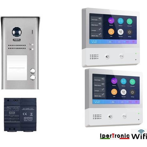 Videocitofono 7 pollici Touch bifamiliare WIFI E APP TWO professionale assistenza italiana ipertronic