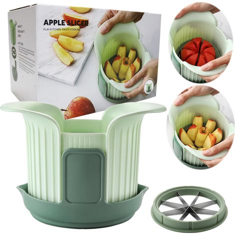 Trancheuse à fruits 1 pièce - Coupe-pommes et raisins - Dénoyauteur/perceuse ménager - Trancheuse à pommes ronde - Verte (1/5)