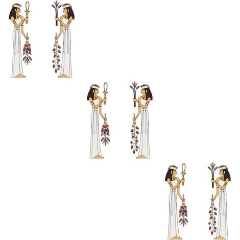 Lot de 3 Autocollants Muraux en Pvc pour Surfaces Lisses Motif « servante Égyptienne Antique » (1/5)