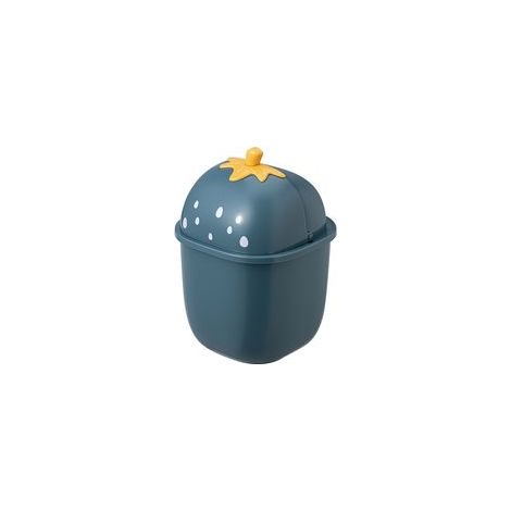 Mini-Tischmülleimer mit Deckel, niedlicher tragbarer Mülleimer, kleiner Mülleimer (blau)