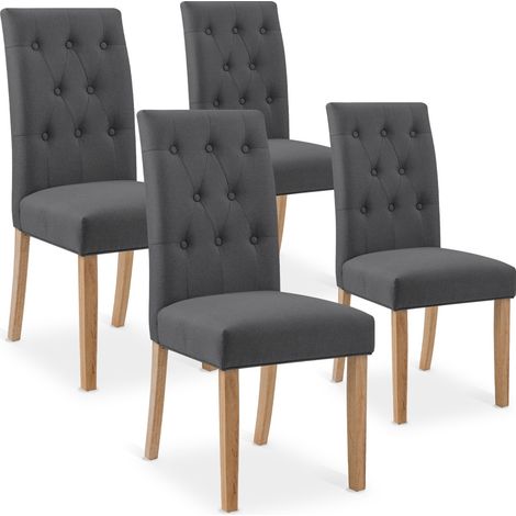 Lot de 4 chaises capitonnées Gaya tissu gris (1/3)