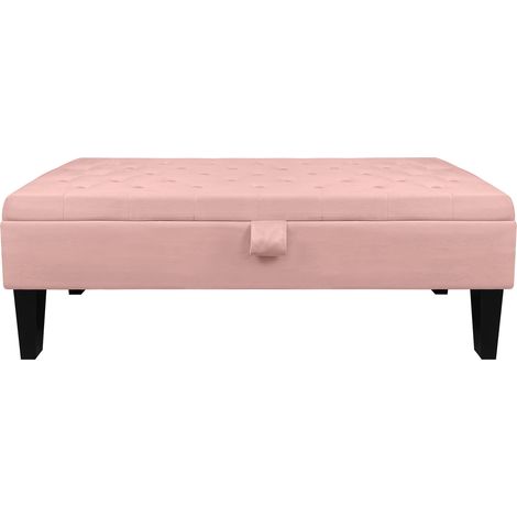 Divanetto In Velluto Panca Contenitore Pouf PortaOggetti Panca Sgabello A Pie Di Letto Cassapanca Ingresso Legno Massello Panchina Rosa (1/5)