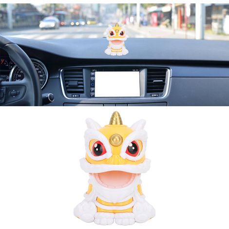 Figurine Lion de Fortune Solaire Automatique Ornement Nodding Lion Reveil Decoration Maisure Voiture Bureau Comptoir Jaune Figurine Lion Reveil Ornement Lion Propice Decor Auto Solaire (1/5)