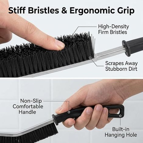 Brosses À Joints À Poils Durs, Brosse Nettoyage Fine pour Joints De Carrelage, Coins, Rainures Et Interstices, Outil De Récurage pour Salle De Bain, Cuisine, Fenêtres Et Portes Coulissantes (1/4)
