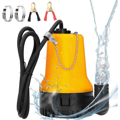 EXLECO DC 24V Pompe à Eau Pompe Submersible 50W 4200L/H Pompe à Courant Continu Pompe Vide Cave Pompe à Eau Sale Câble Portable Longueur 2,3M avec Pince, pour étang à Poissons Propre et Sale (1/5)