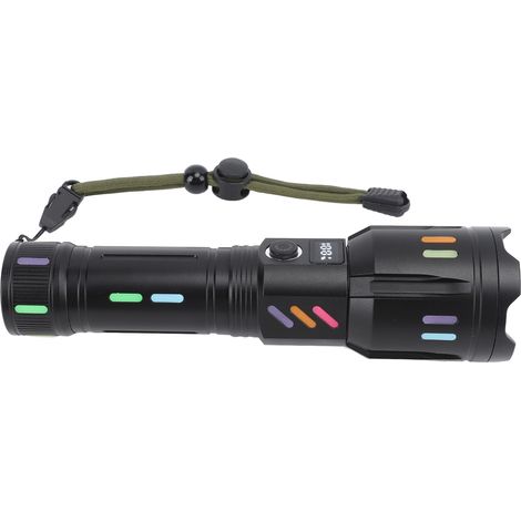 Lampe torche LED haute puissance avec zoom, lampe torche portable d'extérieur à laser blanc longue portée et indicateur de niveau de batterie (1/5)