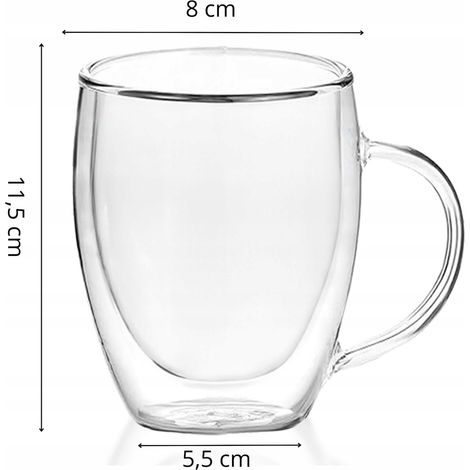 THERMOS BICCHIERE 2pz PER CAFFÈ LATTE TÈ CON FONDO DOPPIO MANICO 300ml (1/5)