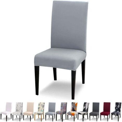 Stretch Chair Cover Set of 4 Dining Chair Cover Universal Washable Modern Chair Covers for Dining Room Decor Restaurant Hotel Bouquet,Light Gray (1/4)