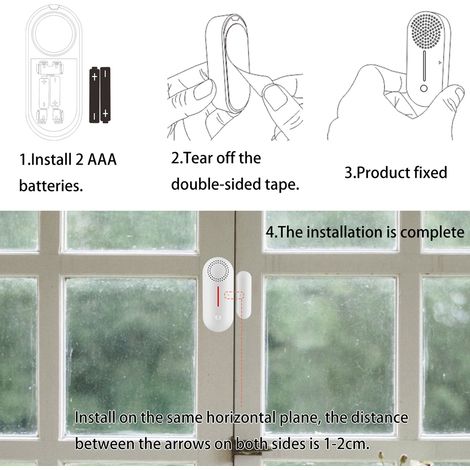 Sensores inteligentes WiFi para puertas y ventanas Tuya, sistema de alarma inteligente para el hogar, aplicación móvil inalámbrica, función de monitoreo remoto, sincronización inteligente de alarmas,  (1/2)