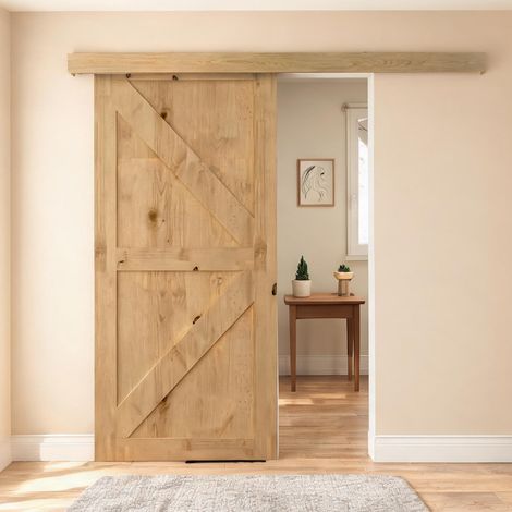Porte coulissante en bois avec rail galandage kit complet charge (1/5)