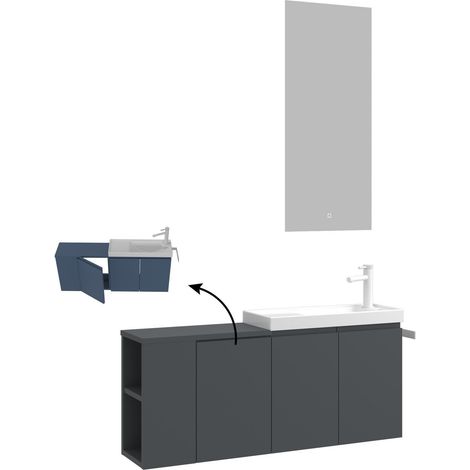 Waschtisch-Set mit Spiegel (2-teilig) "Ferla 110" – 110 x 22 x 45 cm – Anthrazit matt (1/3)