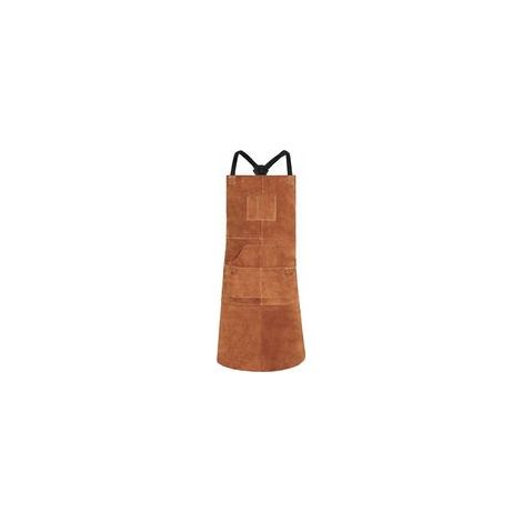 Tablier de soudure en cuir de vachette, 6 poches, marron, réglable M à XXL – (1/5)