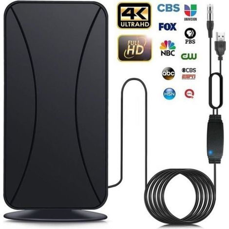 Antenne TV Intérieure Extérieure, 480 km Antenne HDTV Numérique Puissante avec Intelligente Amplificateur de Signal (1/3)